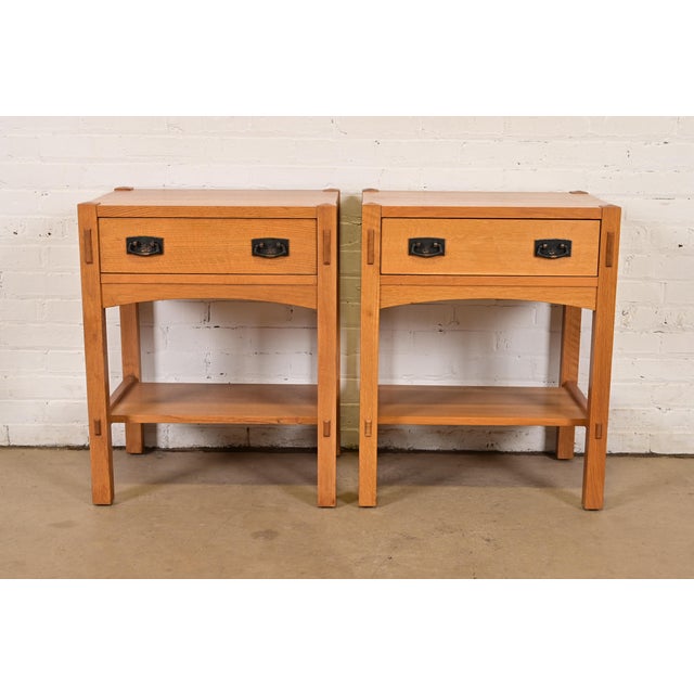 Stickley Mission Oak Arts & Crafts Nightstands or Side Tables, Pair For Sale - Image 15 of 15