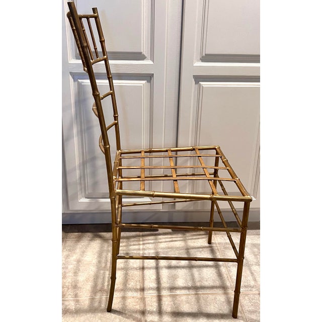 Vintage Gilt Iron Faux Bamboo Chair Made in Spain For Sale - Image 10 of 12
