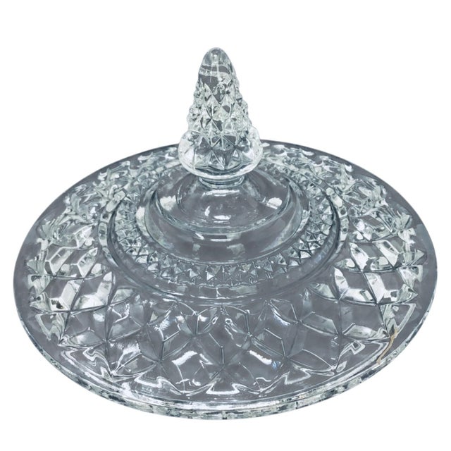 Vintage Clear Glass Pedestal Candy Dish With Lid in Wexford Pattern by Anchor Hocking For Sale In Birmingham - Image 6 of 12