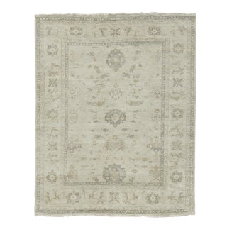 Oushak Hand-Knotted Wool Ivory Rug - 12'x15' For Sale