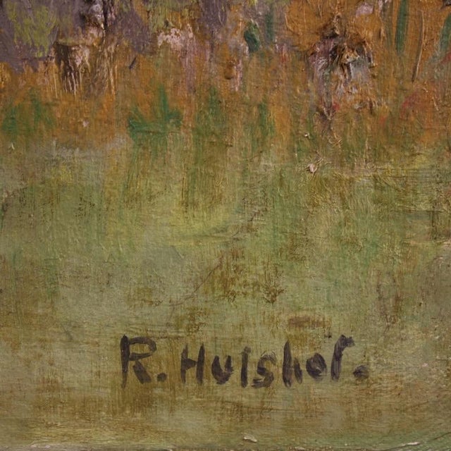 Dutch Artist, View of Houses in Impressionist Style, 1950, Oil on Canvas For Sale - Image 6 of 13