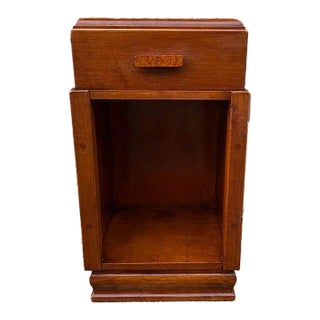 Art Decor Style Mahogany Burled Wood Open Space Bedside Table or Side Cabinet. For Sale