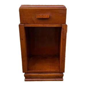 Art Decor Style Mahogany Burled Wood Open Space Bedside Table or Side Cabinet.
