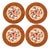 Asian Moder Bat Trang Vietnam Rattan & Ceramic Coasters With Hand Painted Red Lotus Floral Motif - Set of 4 For Sale