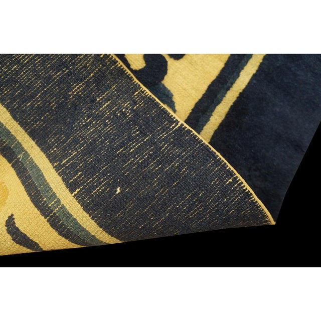 1890s Blue Field Classic Greek Key Antique Chinese Peking Rug 13' 9'' X15' 3'' For Sale - Image 10 of 10