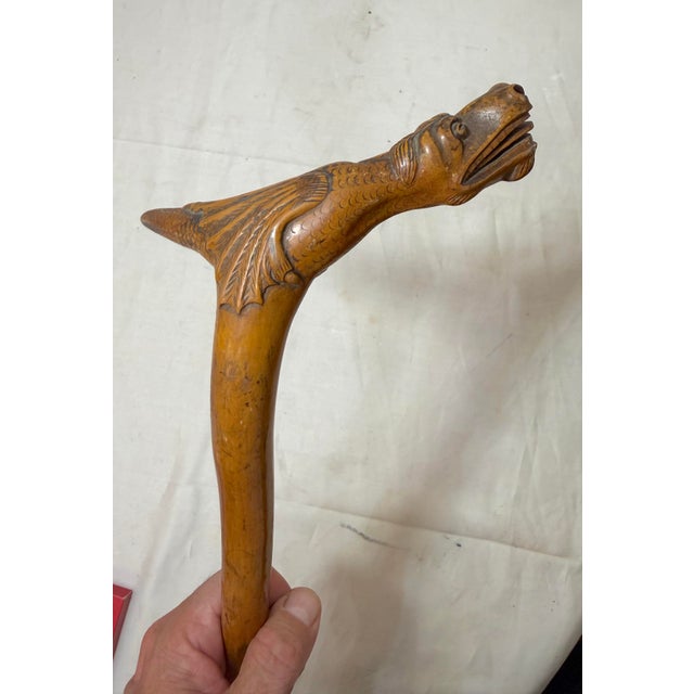 19th Century Antique 19th Century Hand Carved Folk Art Dragon Walking Stick Cane Sculpture For Sale - Image 5 of 16