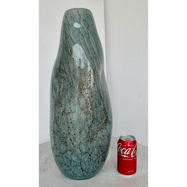 Modern Currey & Company Modern Blue Glass Tyne Vase For Sale - Image 3 of 5