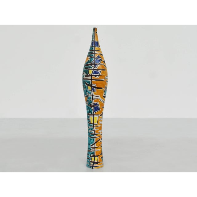 Large Italian Ceramic Solifiore Vase, 1950s, in Very Good conditions. Designed 1950 to 1959 This piece has an attribution...