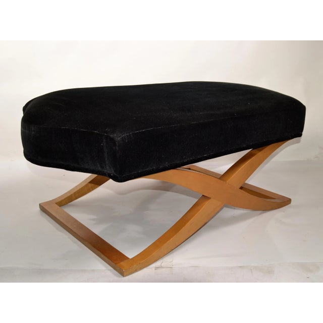 1990s 1990 Donghia Versailles Black Mohair Blonde Wood Stool Bench Ottoman John Hutton For Sale - Image 5 of 12