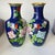 Chinese Pair of Vintage Chinese Cloisonné Vases | Blue Ground Peony, Butterfly & Bird Motif For Sale - Image 3 of 9
