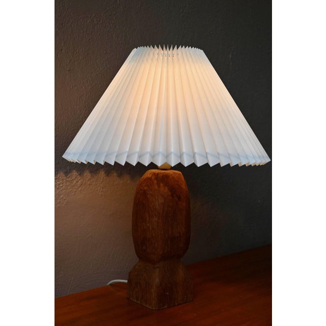 Brown Brutalist Danish Hand-Carved Teak Table Lamp, 1960s For Sale - Image 8 of 11