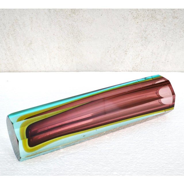 Large Murano Sommerso Block Vase 12 attributed to Mandruzzato, Italy, 1960s For Sale - Image 10 of 18