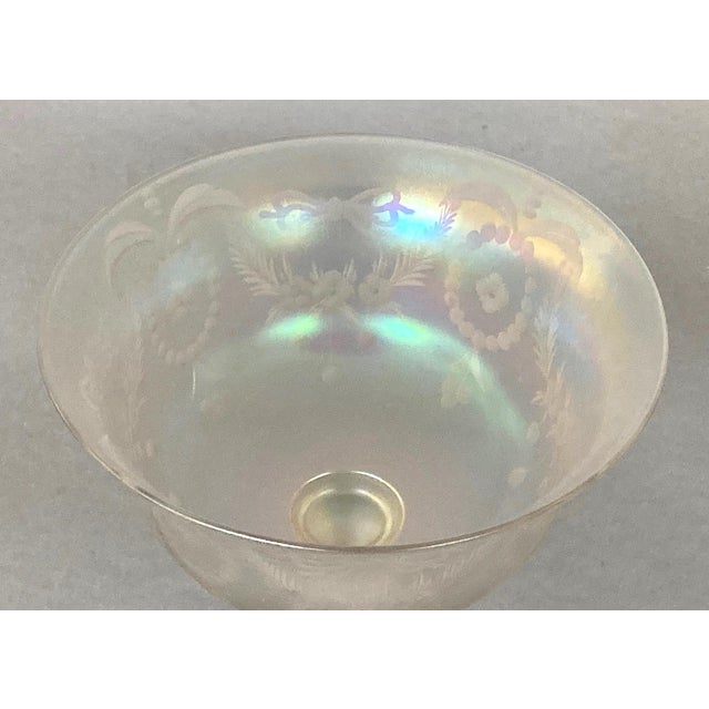 Art Nouveau 1900s Steuben Verre De Soie Large Footed Goblet, Ornate & Complex Hawkes Engravings, Art Nouveau For Sale - Image 3 of 5