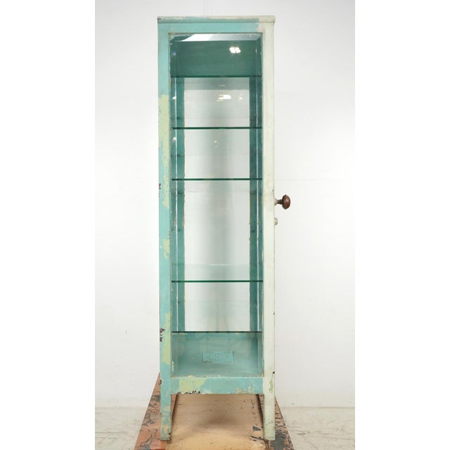 Metal Vintage Steel Glass Medical Pharmacy Display Cabinet For Sale - Image 7 of 12