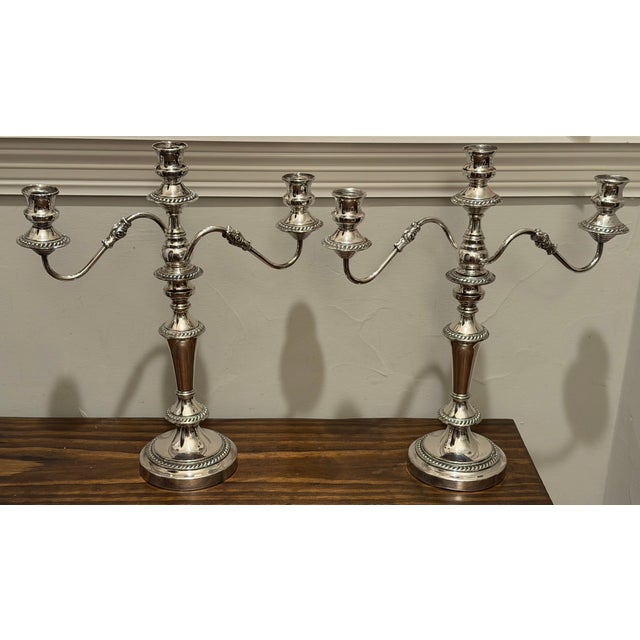 Pair of George III Old Sheffield Plate Three-Light Candelabra, Early 19th Century For Sale - Image 10 of 18