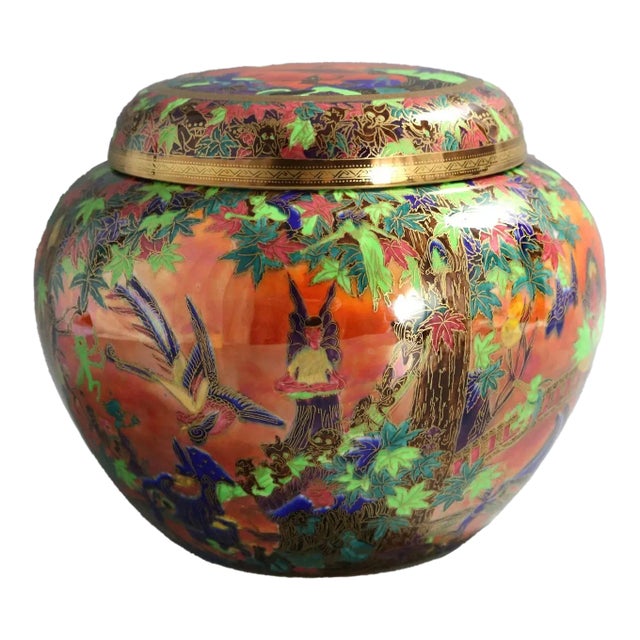 Wedgwood Flame Fairyland Lustre 'Fairy Slide' Covered Vase For Sale