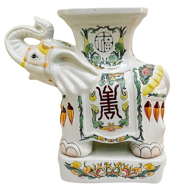 Mid 20th Century Hollywood Regency Style Chinoiserie Elephant Garden Stools - A Pair For Sale In San Diego - Image 6 of 15