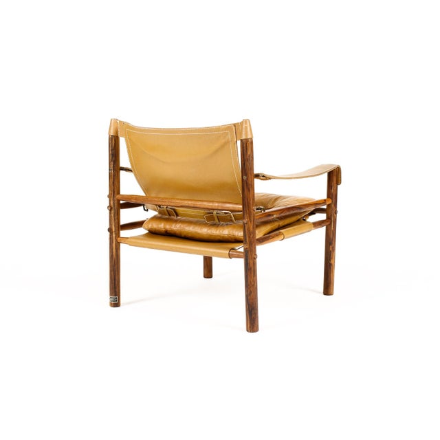 1960s Danish Modern Mid Century Rosewood Sirocco Lounge Chair – Arne Norell — Tan Leather Sling For Sale In Los Angeles - Image 6 of 11