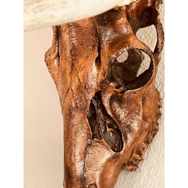 Authentic Large Decorative Copper Coated Deer Skull Rustic Cabin Decor Art For Sale In Philadelphia - Image 6 of 11