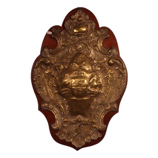 Antique Wall Panel in Copper with the Coat of Arms, 1800s For Sale