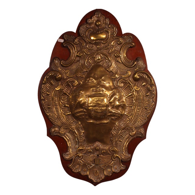 Antique Wall Panel in Copper with the Coat of Arms, 1800s For Sale