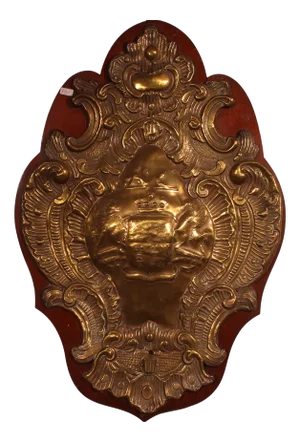 Antique Wall Panel in Copper with the Coat of Arms, 1800s