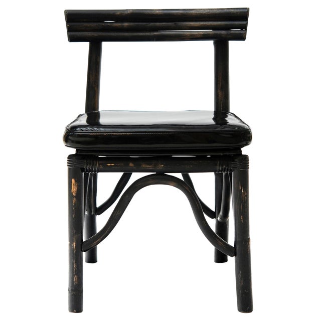1940s Vintage Black Ratton Bradston Rattan Chair | Chairish