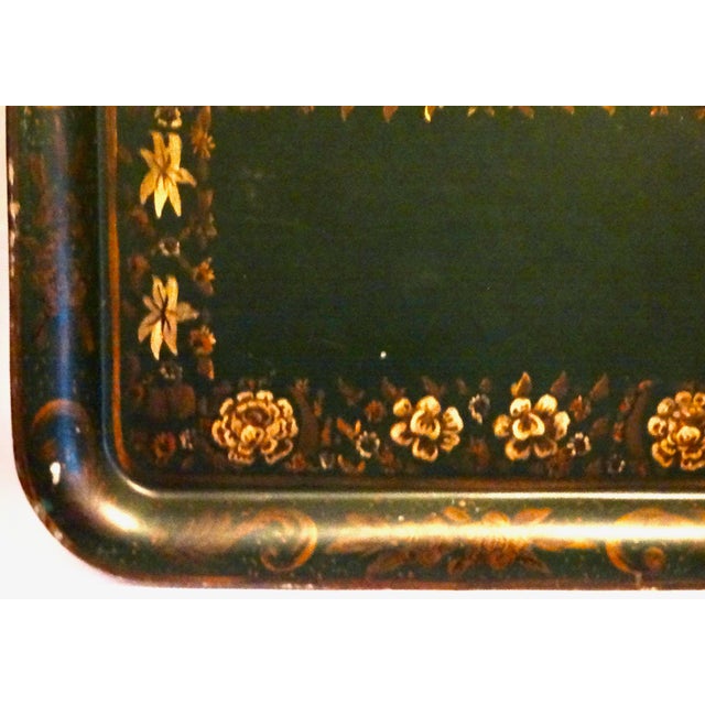 Statement Size Hand Painted Gilt Toleware Tray 28 Inches For Sale - Image 6 of 8