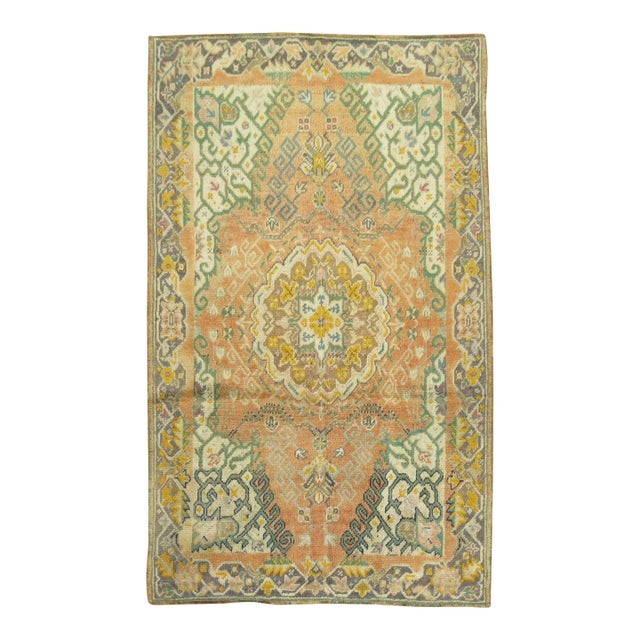 Soft Orange Oushak Rug For Sale
