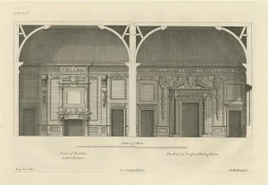 View of the Salon and Dining Room of Wilton House in Salisbury, 1717, Paper