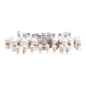 35 Vintage Italian Glass or Porcelain Pharmacy Jars With Labels, Sold Each