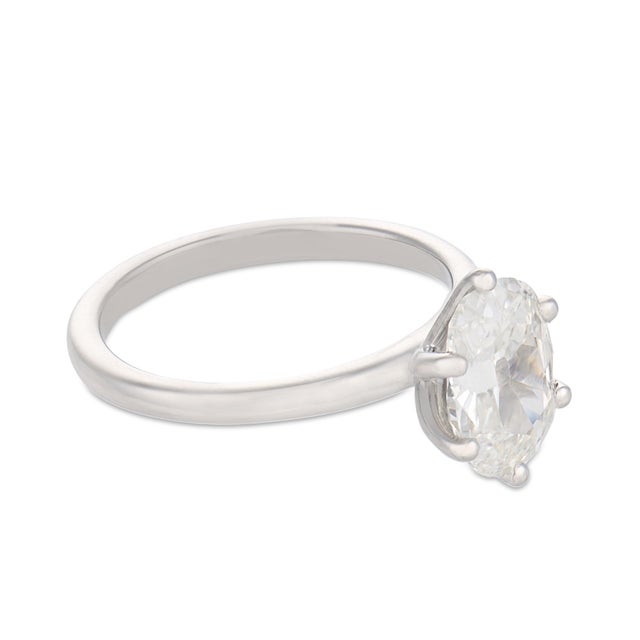 Vintage Gia 1.51 Carat Diamond Platinum Engagement Ring, Size 5 For Sale - Image 4 of 6