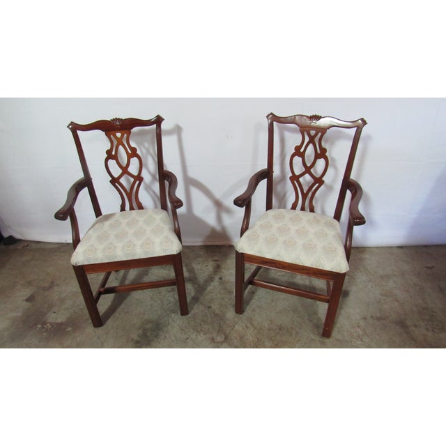 1980s Solid Mahogany Set Chippendale Dining Room Chairs For Sale - Image 10 of 15