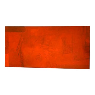 Late 20th Century Very Large XL Minimalist Abstract Orange Painting by Roland Ginzel For Sale