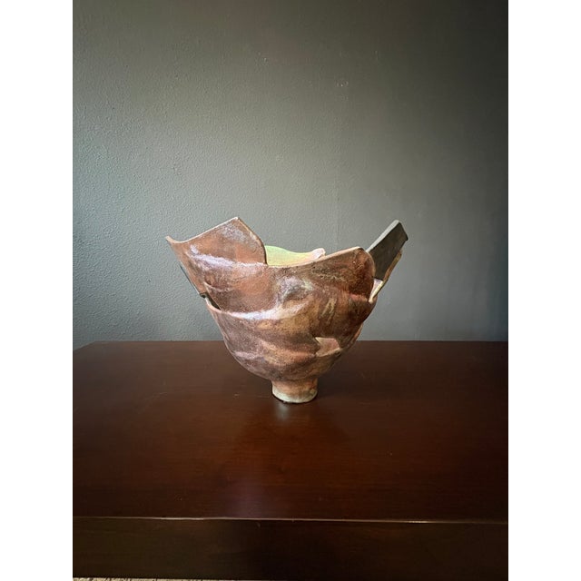 Abstract Raku Fired Decorative Bowl by Aron Frogge For Sale - Image 3 of 9