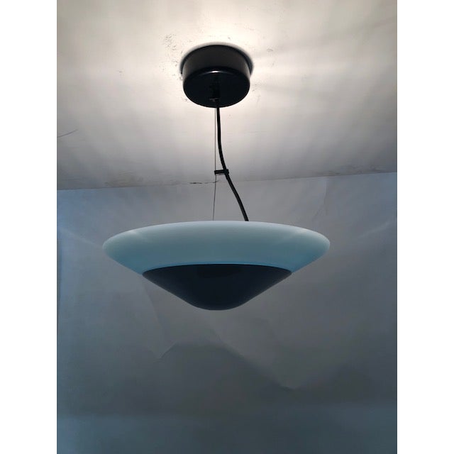 Mid-Century Modern Murano Blue Glass Pendant Lamp. Mounting: Gray / Black For Sale - Image 10 of 13