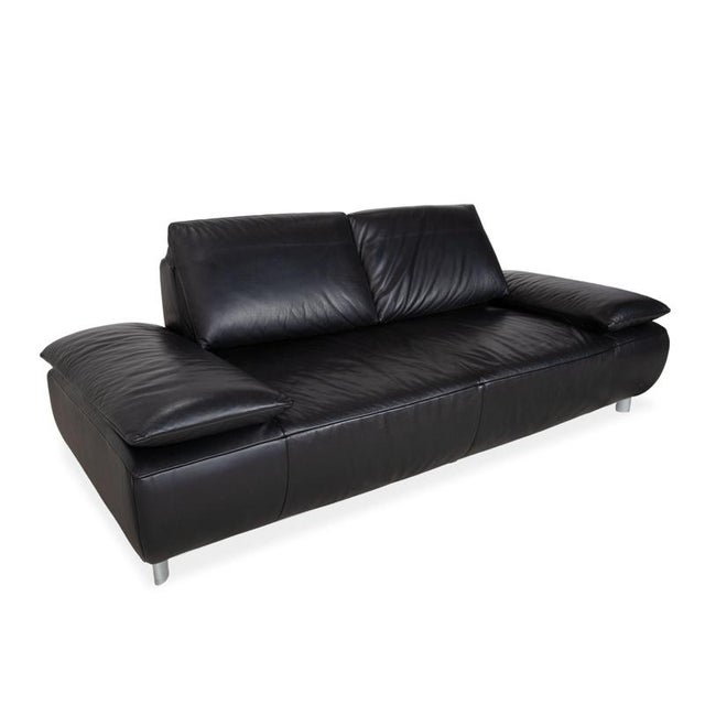 Koinor Volare Two-Seater Leather Sofa Black Couch Manual Function For Sale - Image 12 of 12