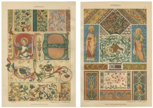 Jul. Hoffmann, 19th Century Gothic Illuminated Ornament Prints, 1887, Paper, Set of 2