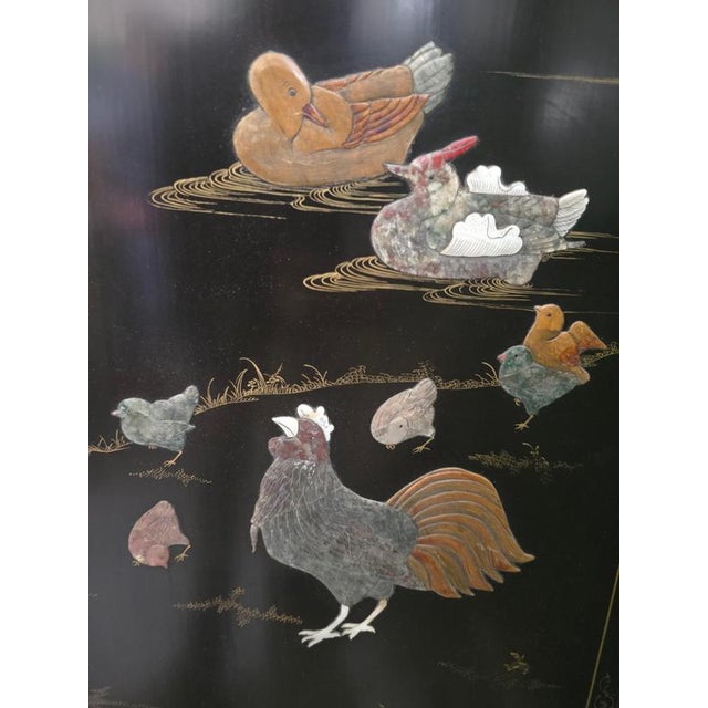 Chinese Folding Screen with Carved Hardstone Animals, 1920 For Sale - Image 11 of 17