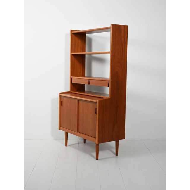 1950s Scandinavian Teak Bookcase with Suspended Drawers, 1950s For Sale - Image 5 of 10