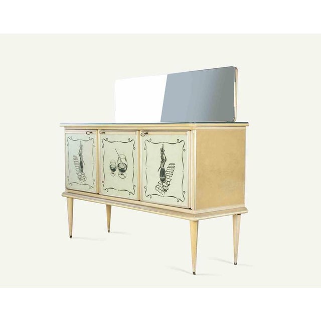 Wood Buffet with Embedded Mirror by Umberto Mascagni, Italy, 1950s For Sale - Image 7 of 15