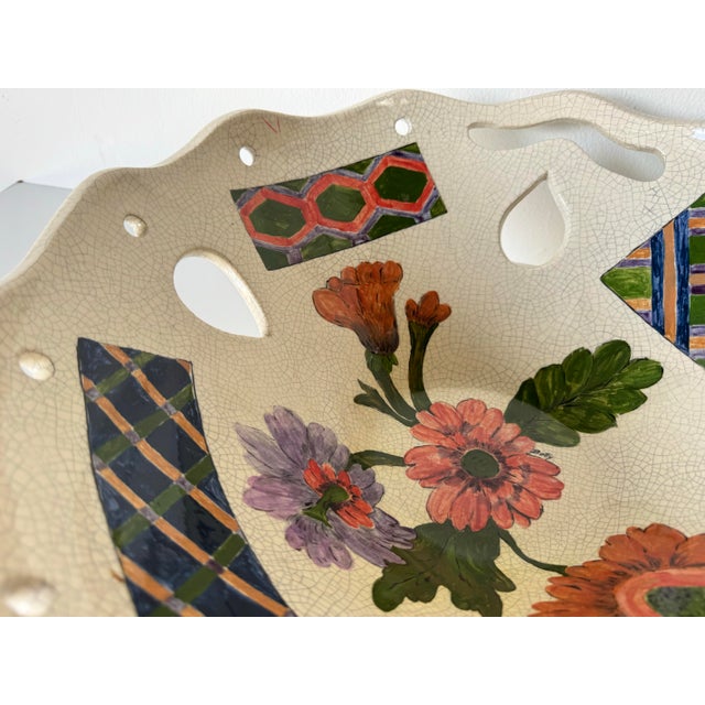 1980s Vintage Handmade and Painted Ceramic Bowl by Betty For Sale - Image 10 of 12
