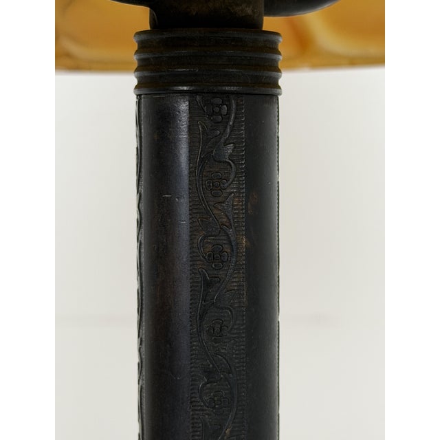 Art Deco Scandinavian Table Lamp with Amber Glass Shade For Sale - Image 5 of 14