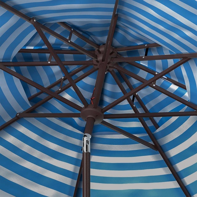 Spritely Home Athens 9Ft Double Top Crank Umbrella, Baby Blue With White Understripe For Sale - Image 4 of 6