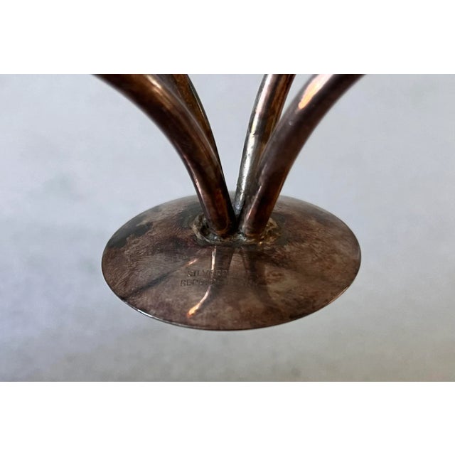 Vintage Berg of Denmark Mid Century Silver Plated Candlestick Holder For Sale - Image 10 of 11