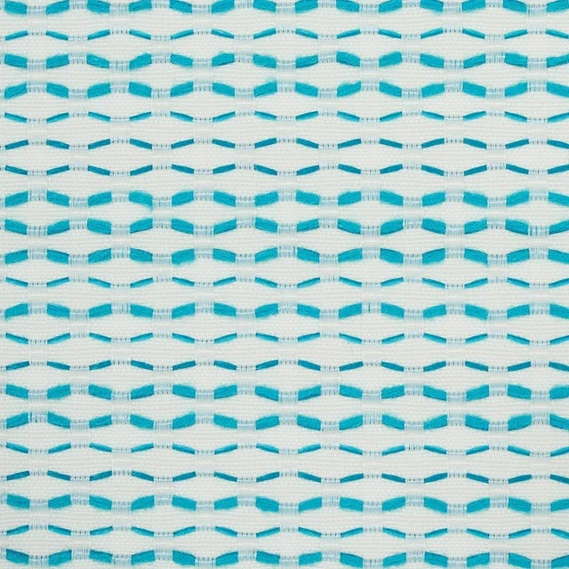 Sample - Schumacher Branford Indoor/Outdoor Fabric in Turqouise For Sale