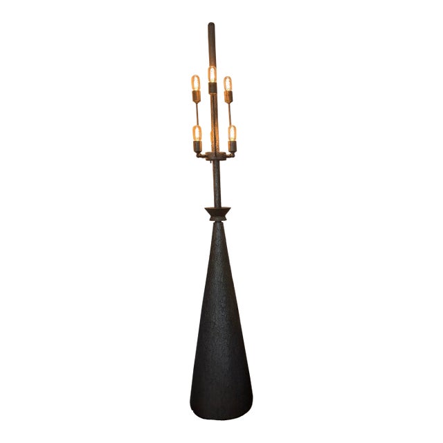 1960s Monumental 7 Ft Brutalist Sculptural Floor Lamp | Hand-Fabricated Textured Metal | Architectural Statement | 90 LBS For Sale