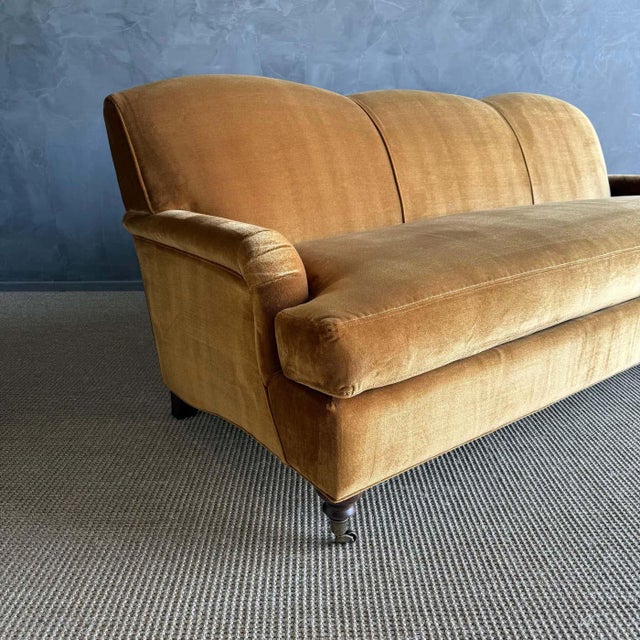 Custom Made Modern English Arm Sofa in Performance Linen Velvet For Sale - Image 4 of 6