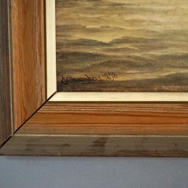 Mid-Century Modern Mid Century Modern Seascape Print with Tall Mast Ships after Chambers Circa 1950’s, Framed For Sale - Image 3 of 12