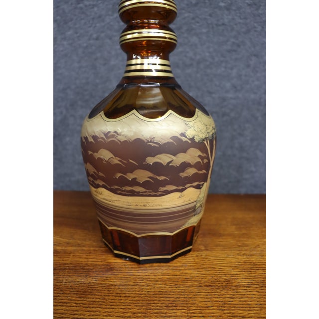 Late 20th Century Bohemian Glass Decanter and Vase Set With Horse-Drawn Carriage Scenes, Set of 3 For Sale - Image 13 of 18